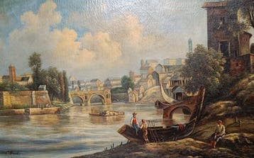 Evaristo Brandi (XX) - Fiume Arno a Firenze