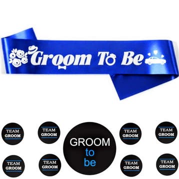 10-delige Groom to Be set met sjerp en buttons, Verzenden, Nieuw, Overige kleuren, Accessoires