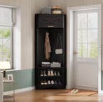 Zwarte Hal Kledingkast met 4 Haken – Modern en 180 cm Hoog, Huis en Inrichting, Kasten | Kledingkasten, Verzenden, Nieuw