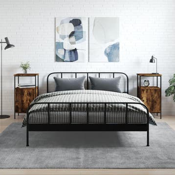 vidaXL Nachtkastjes 2 st 41x31x80 cm bewerkt hout gerookt, Minder dan 45 cm, Verzenden, Nieuw, 70 cm of meer
