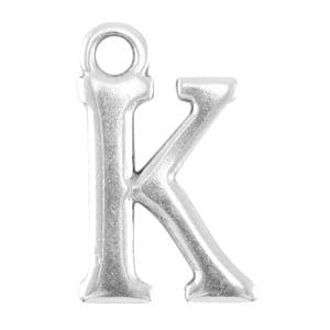 DQ bedel Letter K - Antiek Zilver 15,5 x 9,5 mm oogje: va..., Ophalen of Verzenden, Nieuw, Bedel