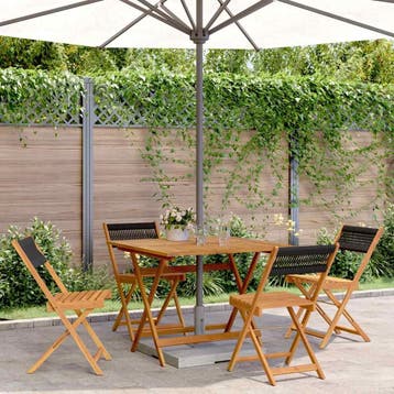 vidaXL 5-delige Tuinset polypropeen en massief hout zwart, Verzenden, Nieuw, Hardhout, Tuinset