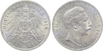 Duitsland 3 Mark Preussen Pruisen 1910 A vz/stgl minimale..., Verzenden