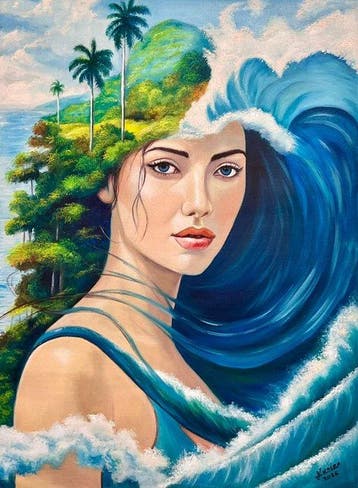 Yunier - La Diosa de la Ola Tropical y la Montaña, Antiek en Kunst