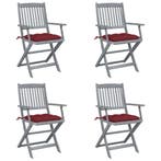 vidaXL Tuinstoelen 4 st inklapbaar met kussens massief, Verzenden, Nieuw, Hout