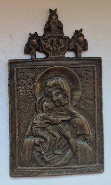 Reis-icoon - De Feodorovskaya Moeder van God - Brons
