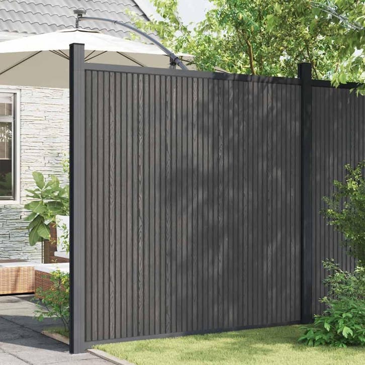vidaXL Schuttingpaneel 173x186 cm HKC grijs, Tuin en Terras, Schuttingen, Nieuw, Kunststof, 1 tot 2 meter, Verzenden