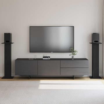 vidaXL Luidspreker standaards 2 st Zwart Eiken 30 x 30 x 95, Verzenden, Nieuw