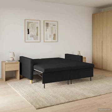 vidaXL Uittrekbare Slaapbank Zwart Stof, Verzenden, Nieuw, Stof, Minder dan 150 cm
