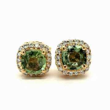 Oorbellen - 14 karaat Geel goud - 1.28ct. tw. Saffier -, Nieuw