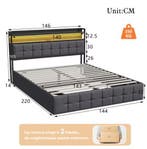 Gestoffeerd Bed met LED, USB-poort en Hydraulische Lades, Huis en Inrichting, Slaapkamer | Bedden, Verzenden, Nieuw