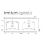 Badkamermeubel BWS Pepper Wastafel Porselein 2 Kraangaten, Ophalen of Verzenden, Nieuw
