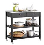 Keukenwagen 100 cm Zwart – RVS Blad met Lades & Planken, Verzenden, Nieuw