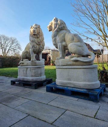 Beeld, XXL Gate Keepers - Lions with Base - 180 cm - beton -