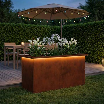 vidaXL Plantenbak met led Roestkleurig 40 x 80 x 40 cm, Tuin en Terras, Verzenden, Nieuw, Metaal, 60 tot 100 cm