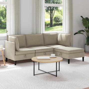 vidaXL Woonkamer Meubelset 4 st Zand Stof, Verzenden, Nieuw, Stof, 200 tot 250 cm