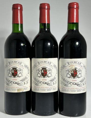 1990 Château Fourcas-Hosten - Listrac-Médoc - 3 Flessen, Verzamelen, Nieuw