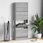 vidaXL Schoenenkast 59x17x150 cm bewerkt hout grijs sonoma, Verzenden, Nieuw