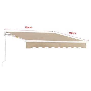 Zonnescherm Bitonto luifel handbediend met knikarm 250x200 c, Verzenden, Nieuw