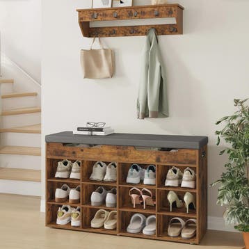 Shoe Bench met Zitje en 12 Vakken - Stijlvolle Halmeubel met, Verzenden, Nieuw