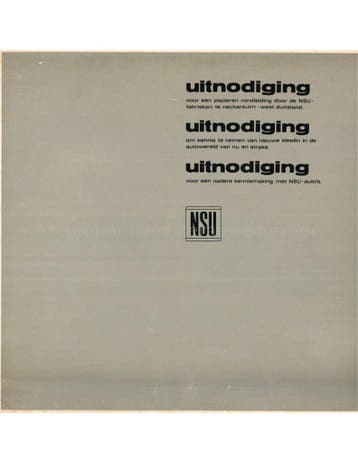 1968 NSU PROGRAMMA BROCHURE NEDERLANDS, Boeken, Nieuw, Author