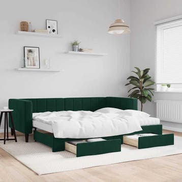 vidaXL Slaapbank onderschuifbed en lades 90x200 cm fluweel, 90 cm, Eenpersoons, Verzenden, Nieuw