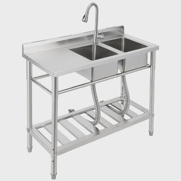 RVS Dubbele Spoelbak met Kraan - Professionele Werkbank Spoe, Verzenden, Nieuw in verpakking