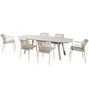Manolo Barista dining tuinset 240x103xH75 cm 7 delig latte, Ophalen of Verzenden, Nieuw