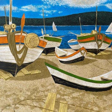 Yves Ganne (1931-2019) - Barques de pêcheurs sur la plage, Antiek en Kunst