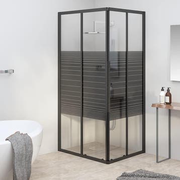 vidaXL Douchecabine strepen 90x70x180 cm ESG zwart, Verzenden, Nieuw