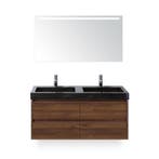 Dante Badmeubelset 120 cm - Walnoot - Wastafel Hardsteen Wit, Ophalen of Verzenden, Nieuw