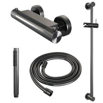 Brauer Gunmetal Carving Glijstangset met Thermostaatkraan -, Ophalen of Verzenden, Nieuw