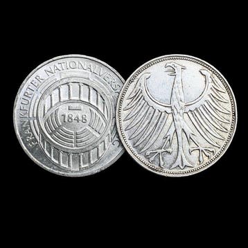 Duitsland. Silver 2x 5 Deutsche Mark Coins 1958/1973 (Zonder