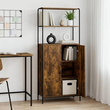 vidaXL buffetkast Gerookt eiken 40 x 33 x 161 cm Bewerkt, Minder dan 50 cm, Verzenden, Nieuw, Minder dan 100 cm