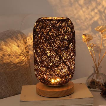 Japandi rotan houten tafellamp, Huis en Inrichting, Verzenden, Nieuw