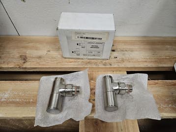 Set radiator ventielen brushed nickel / rvs, Ophalen of Verzenden, Nieuw, Rvs, Overige typen