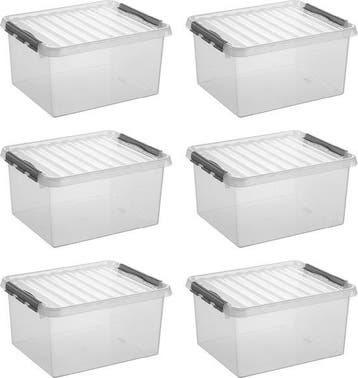 Sunware Q-line Opbergbox Transparant/Grijs 36 liter Set van, Ophalen of Verzenden, Nieuw