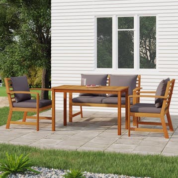 vidaXL 4-delige Tuinset met kussens massief acaciahout, Tuin en Terras, Tuinsets en Loungesets, Verzenden, Nieuw, Hardhout, Tuinset