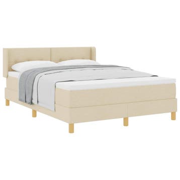 vidaXL Boxspringbed met kussen met hoofdeinde Crème 200 x, Verzenden, Crème, Stof, Nieuw