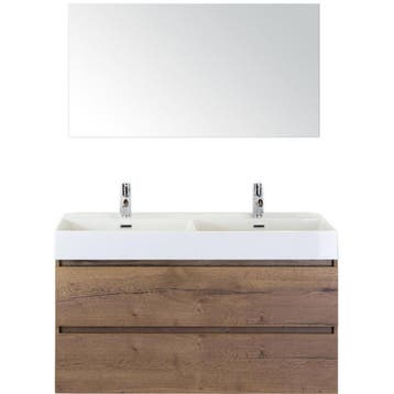 Maxx XL Badmeubelset 120 cm - Tabacco - Wastafel Kube Dubbel, Ophalen of Verzenden, Nieuw