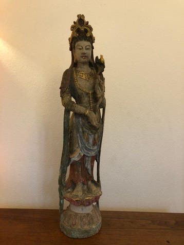 Grote houten beeld van Guanyin (Avalokiteshvara) - 119 cm -
