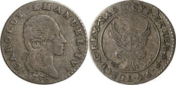 2,6 Soldi 1798 Italien-sardinien Karl Emanuel Iv 1796-1800, Verzenden