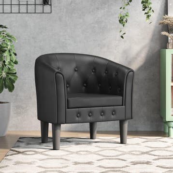 vidaXL Kuipstoel kunstleer zwart, Huis en Inrichting, Fauteuils, Verzenden, Nieuw