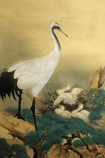 Cranes - With signature and seal  Hd - Japan (Zonder