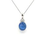 Ketting met hanger - 14 karaat Witgoud - 4.10ct. tw. Saffier