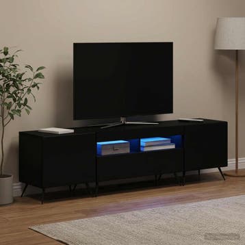 vidaXL LED tv-meubel BREDA 3 st Zwart Bewerkt hout, Minder dan 50 cm, Verzenden, Nieuw, Minder dan 100 cm