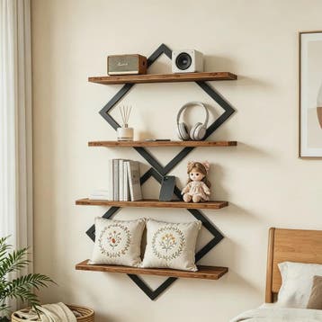 Set van 2 of 4 Houten Drijvende Wandplanken - Stijlvolle Opb, Verzenden, Nieuw