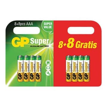 AAA batterij GP Batteries Super 8 + 8 gratis Alkaline 1.5..., Ophalen of Verzenden, Nieuw, Canon