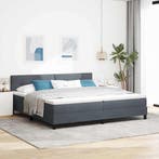 vidaXL LED Box Spring Bed met matras Donkergrijs 200 x 200, Verzenden, Nieuw, Grijs, Stof