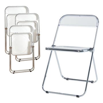 Klapstoel set van 4 Pornainen 74x46x47 cm transparant [en.ca, Huis en Inrichting, Stoelen, Verzenden, Nieuw